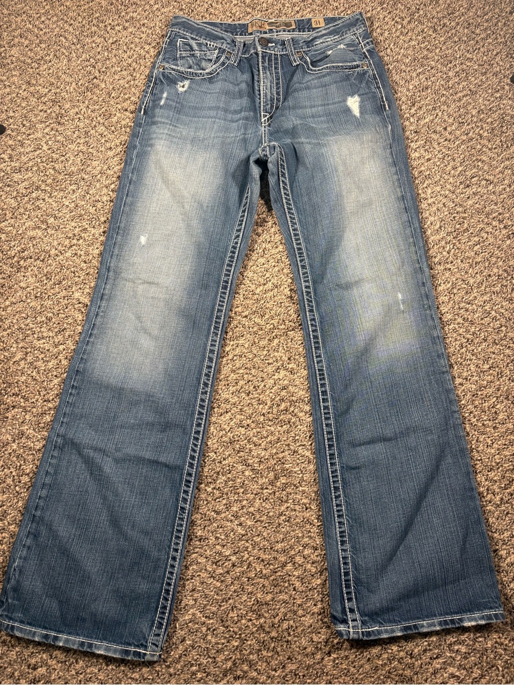 BKE Men's Medium Blue Bootcut Jeans with Light Fading